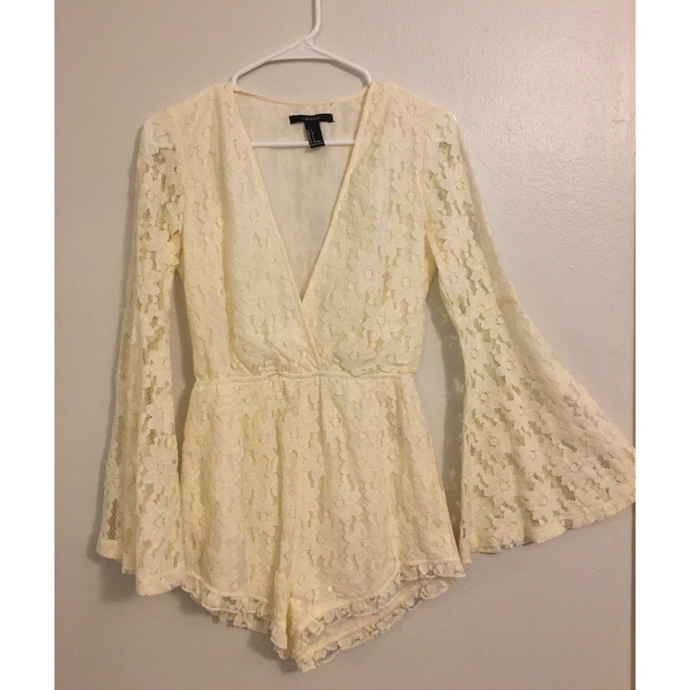 Boho Flare Lace Ivory Romper
